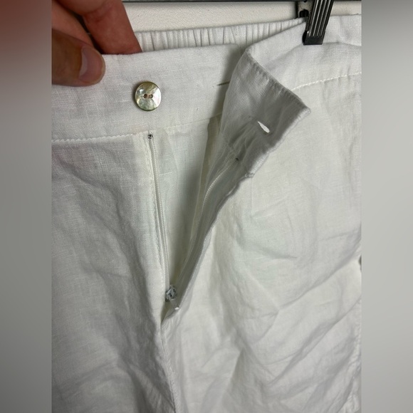 H by Halston Size M Women's White 100% Linen Shorts Beach Vacation Resort Summer - Picture 6 of 15